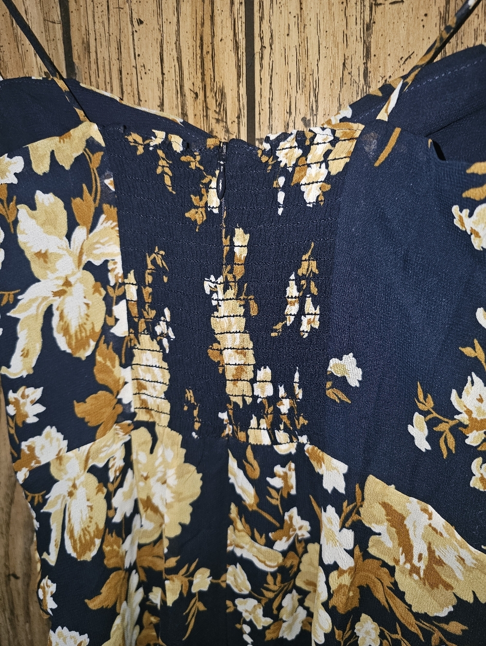 Reformation Black Floral Midi Slip Dress with Gold and Cream Blooms - Picture 10 of 11